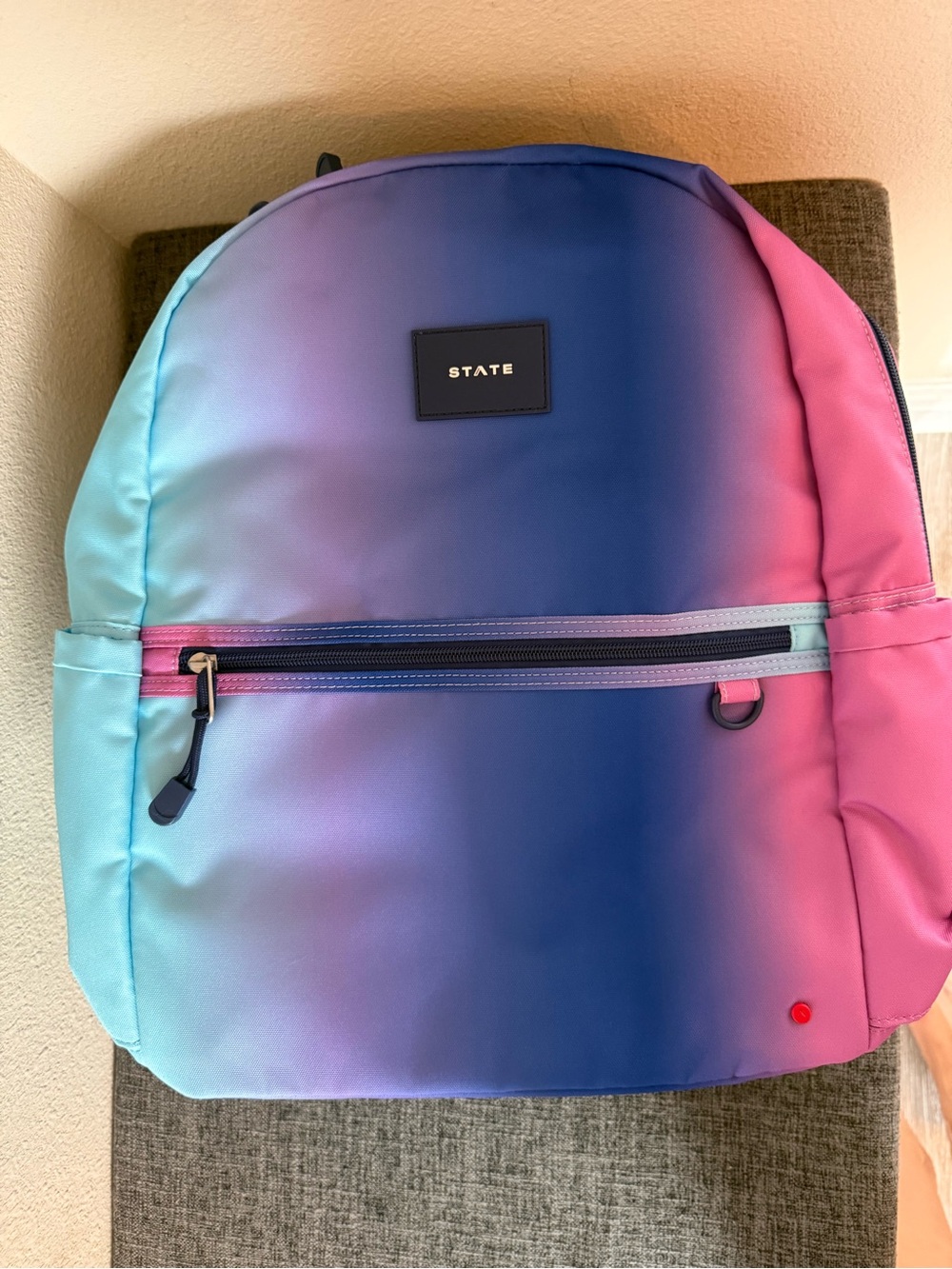 STATE Kane Double Pocket Large Ombre Backpack in Teal, Blue & Pink